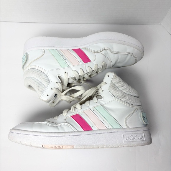 Adidas Hoops 3.0‎ Mid Classic World Friends Sneaker High Top Shoes Womens Sz 8.5 - Picture 2 of 8
